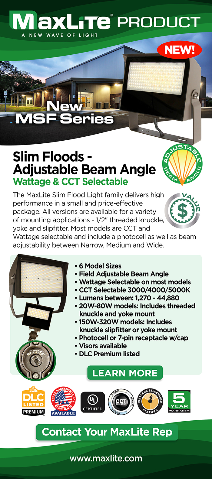 Adjustable Beam Floods